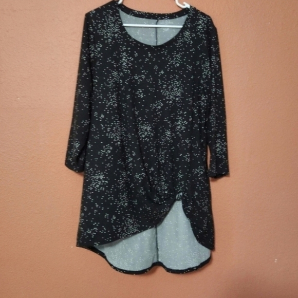Lane Bryant Soft Black Dot Twist Knot Hi Lo Hem Plus Size 14 - Picture 2 of 4